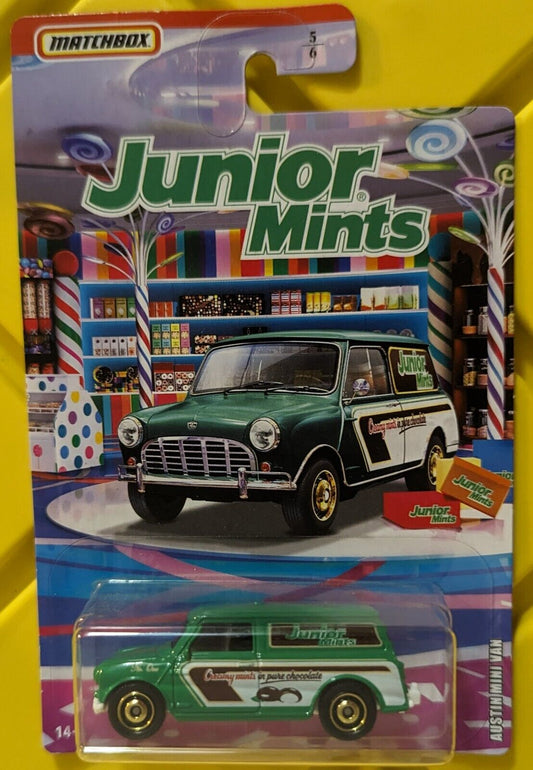 Matchbox Food Service Diecast #GKP71-A - Junior Mints Austin Mini Van MOC