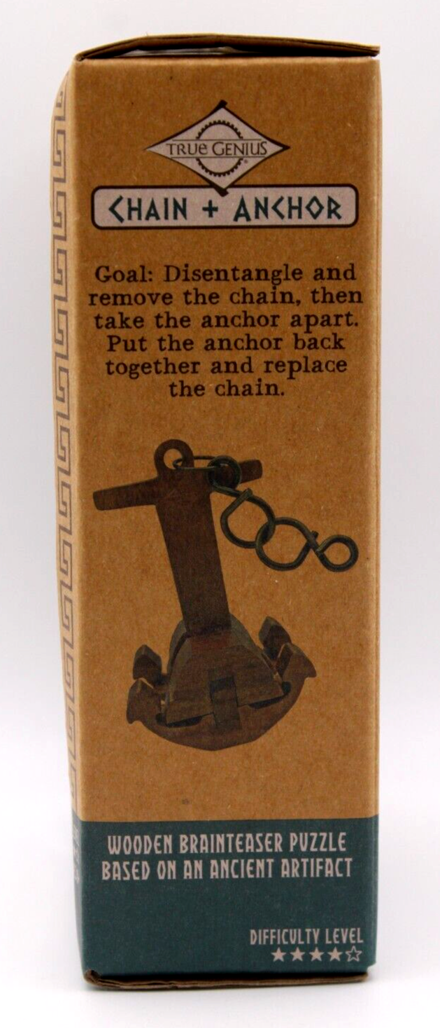 Brainteaser Puzzle Game 2-in-1 3D Wooden Greek Chain & Anchor Challenge 4/5