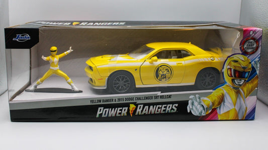 Jada 1/24 Diecast, Dodge Challenger SRT Hellcat & Yellow Power Ranger Figure