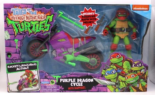 TMNT Mutant Mayhem Purple Dragon Cycle w/ Exclusive Raphael Figure + Rocket Fire