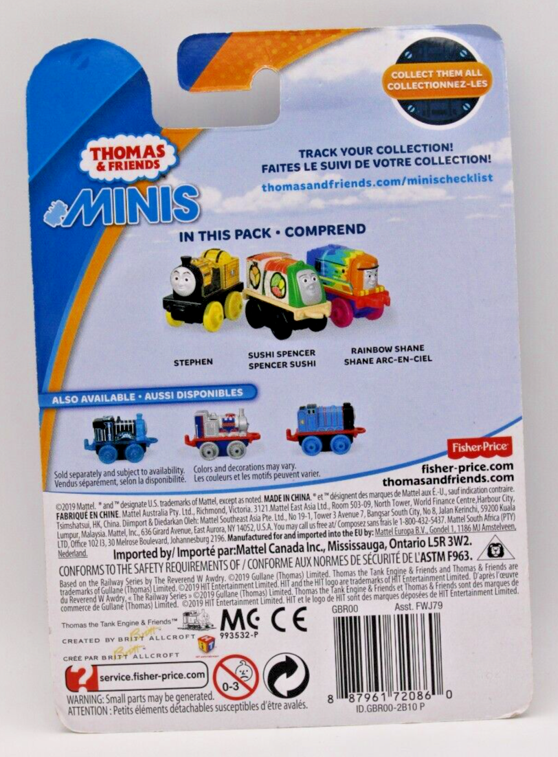 Thomas & Friends Minis Collector's 3 Pack Stephen Sushi Spencer Rainbow Shane
