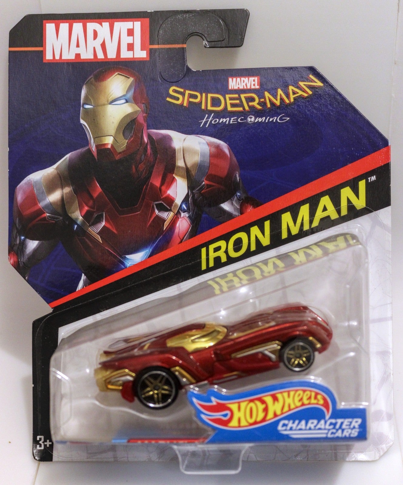 Lot of 2 Iron Man Hot Wheels Character Cars Comic Version Spider-Man Homecoming