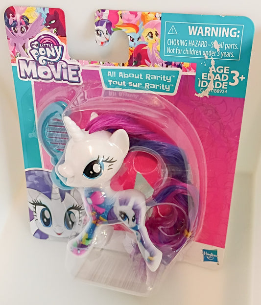 All About Rarity My Little Pony Movie 3" Figure & Hair Access Some Card Damage
