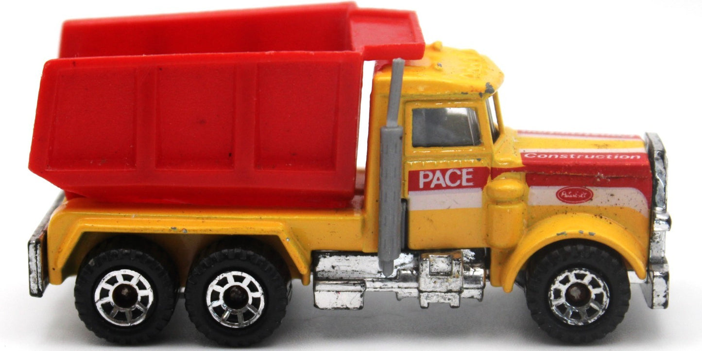 1981 Vintage Old Matchbox Peterbilt Dump Truck Pace Yellow Red Construction