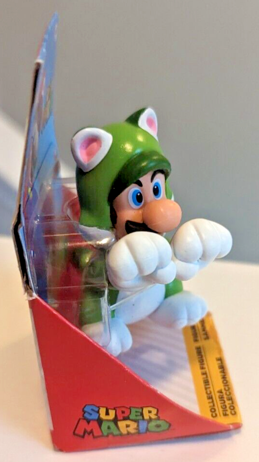 Cat Luigi 2.5" Action Figure Jakks Pacific Super Mario (Some Packaging Issues)