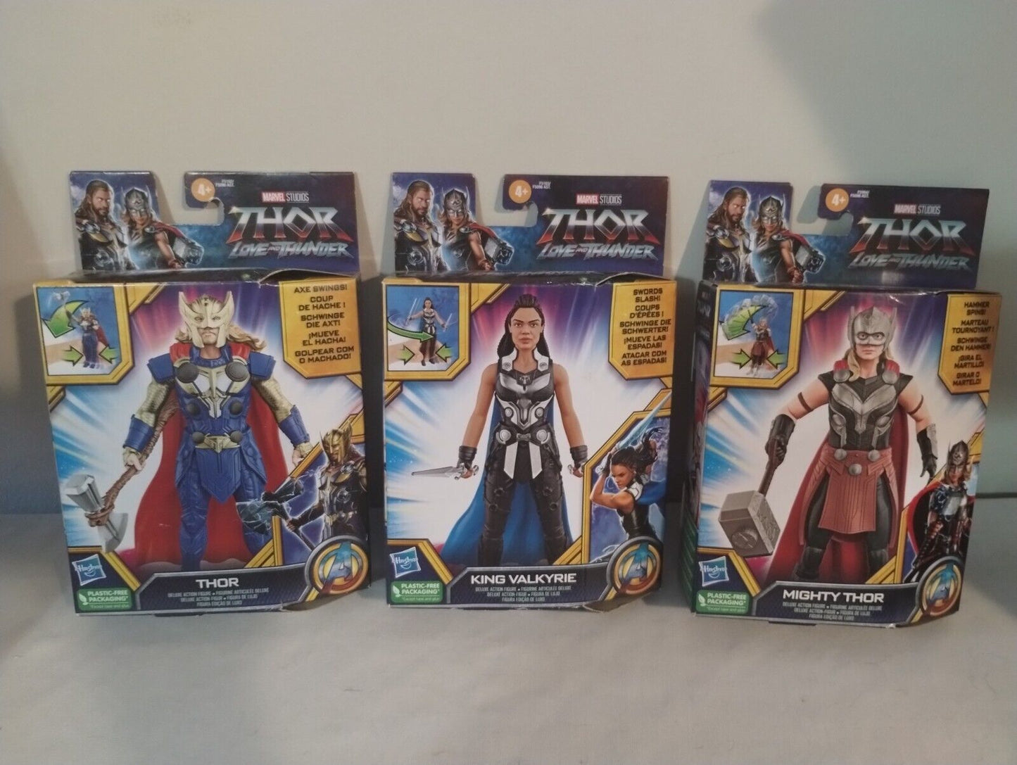 Marvel Thor Love & Thunder Thor, Mighty Thor, & King Valkyrie Action Figures