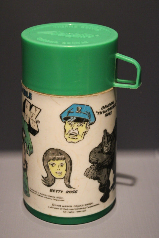 Vintage 1978 Marvel Comics The Incredible Hulk Aladdin Plastic Thermos With Cup
