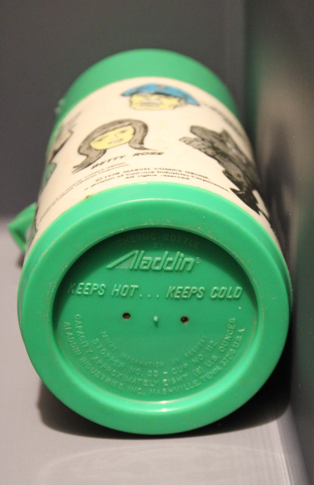 Vintage 1978 Marvel Comics The Incredible Hulk Aladdin Plastic Thermos With Cup