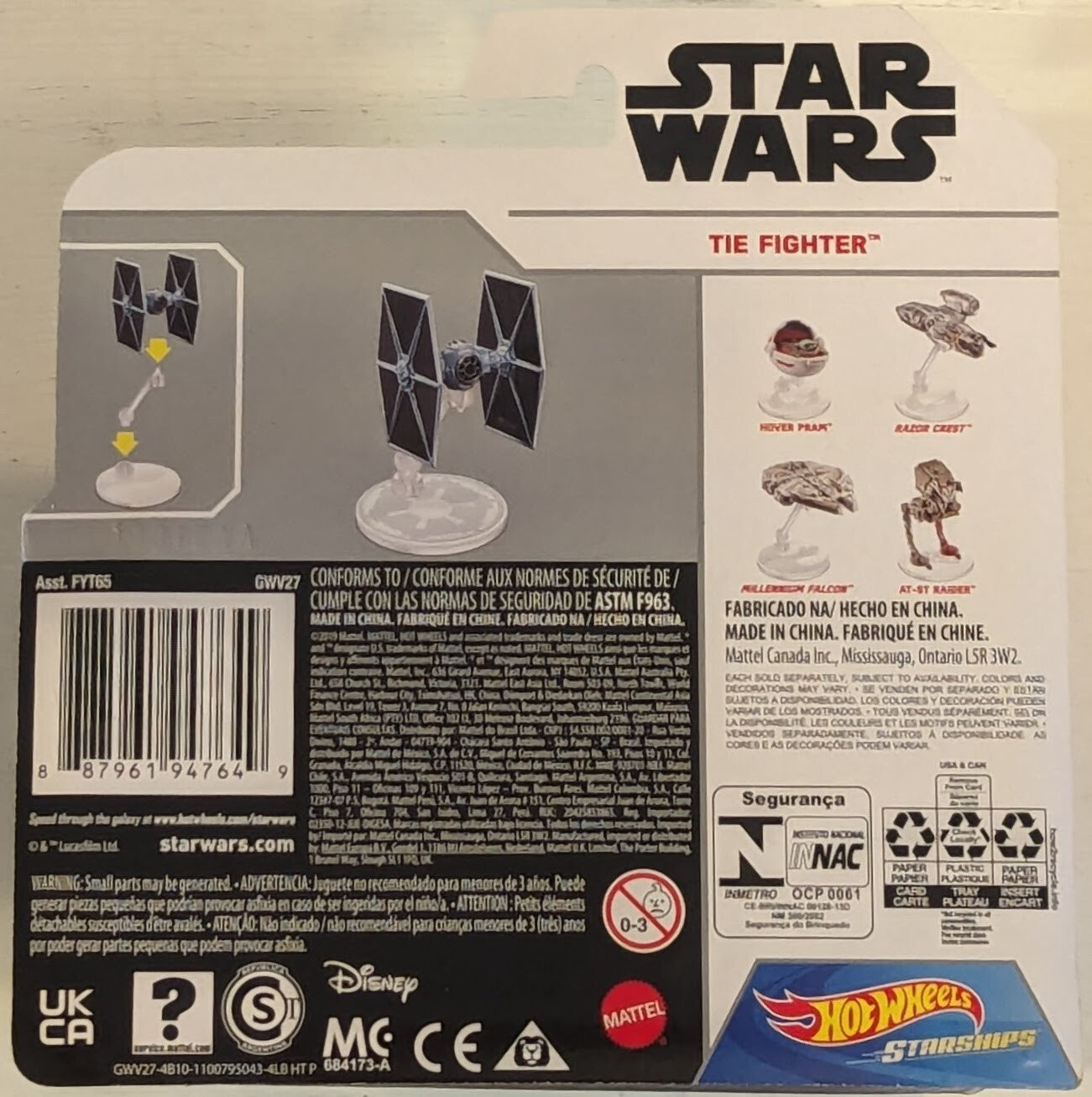 Star Wars Tie Fighter Hot Wheels Starships Series 2021 MOC with Stand