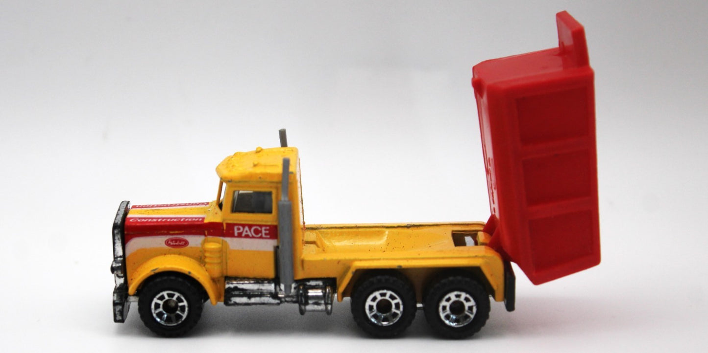 1981 Vintage Old Matchbox Peterbilt Dump Truck Pace Yellow Red Construction