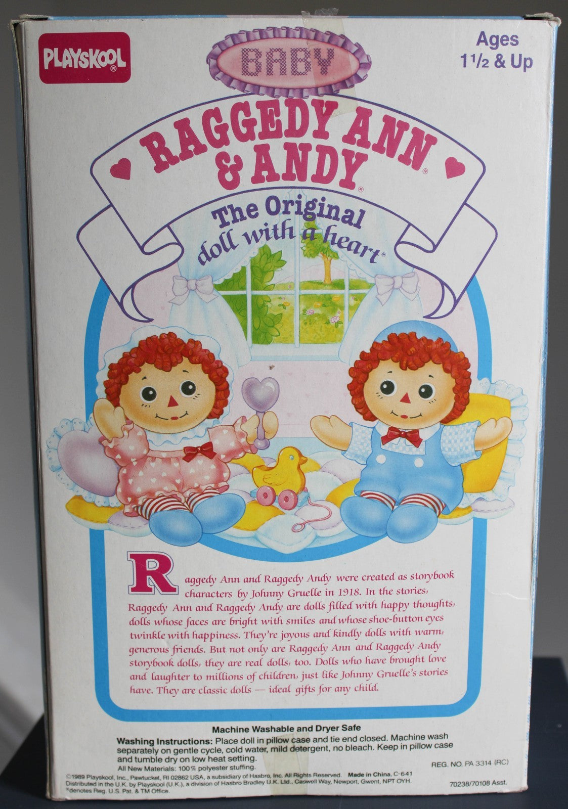 1989 Baby Raggedy Andy The Original Doll With a Heart Playskool 8 Inch Doll