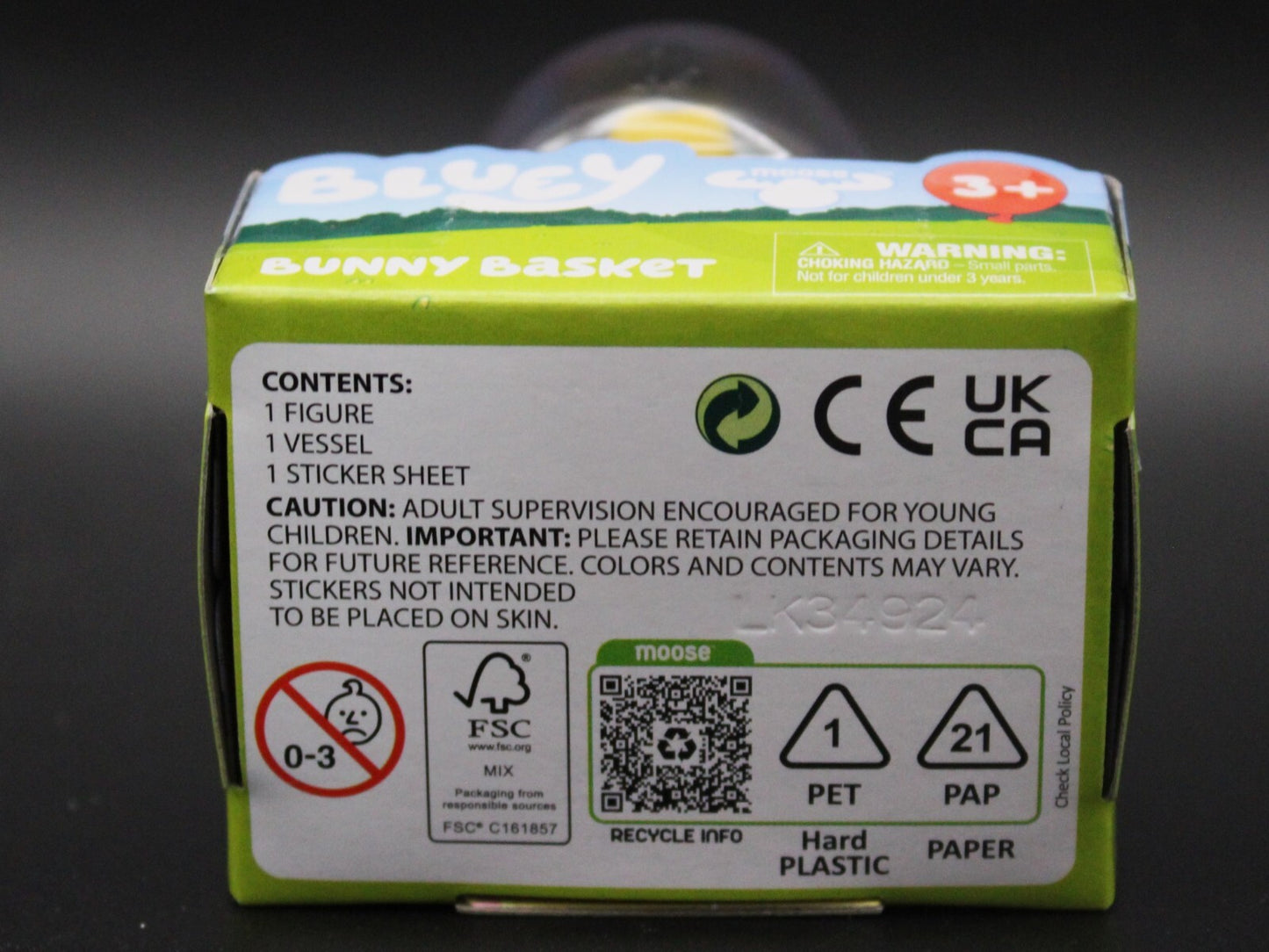 Bluey Bunny Basket Figure With Sticker Sheet Moose Toys (Easter Basket Toy)