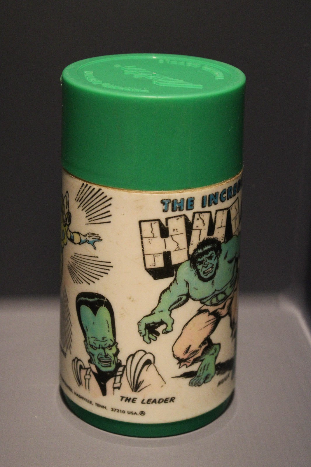 Vintage 1978 Marvel Comics The Incredible Hulk Aladdin Plastic Thermos With Cup