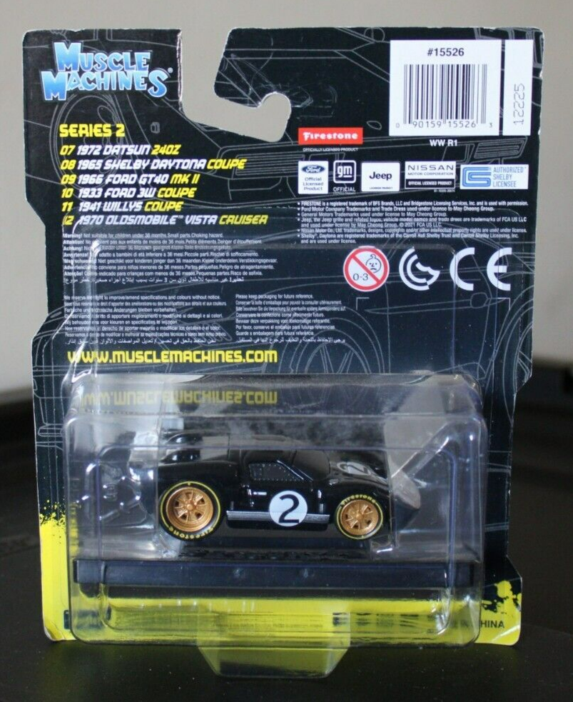 1/64 Muscle Machines 1966 Ford GT40 MKII #2 Diecast Model Car Black MIP