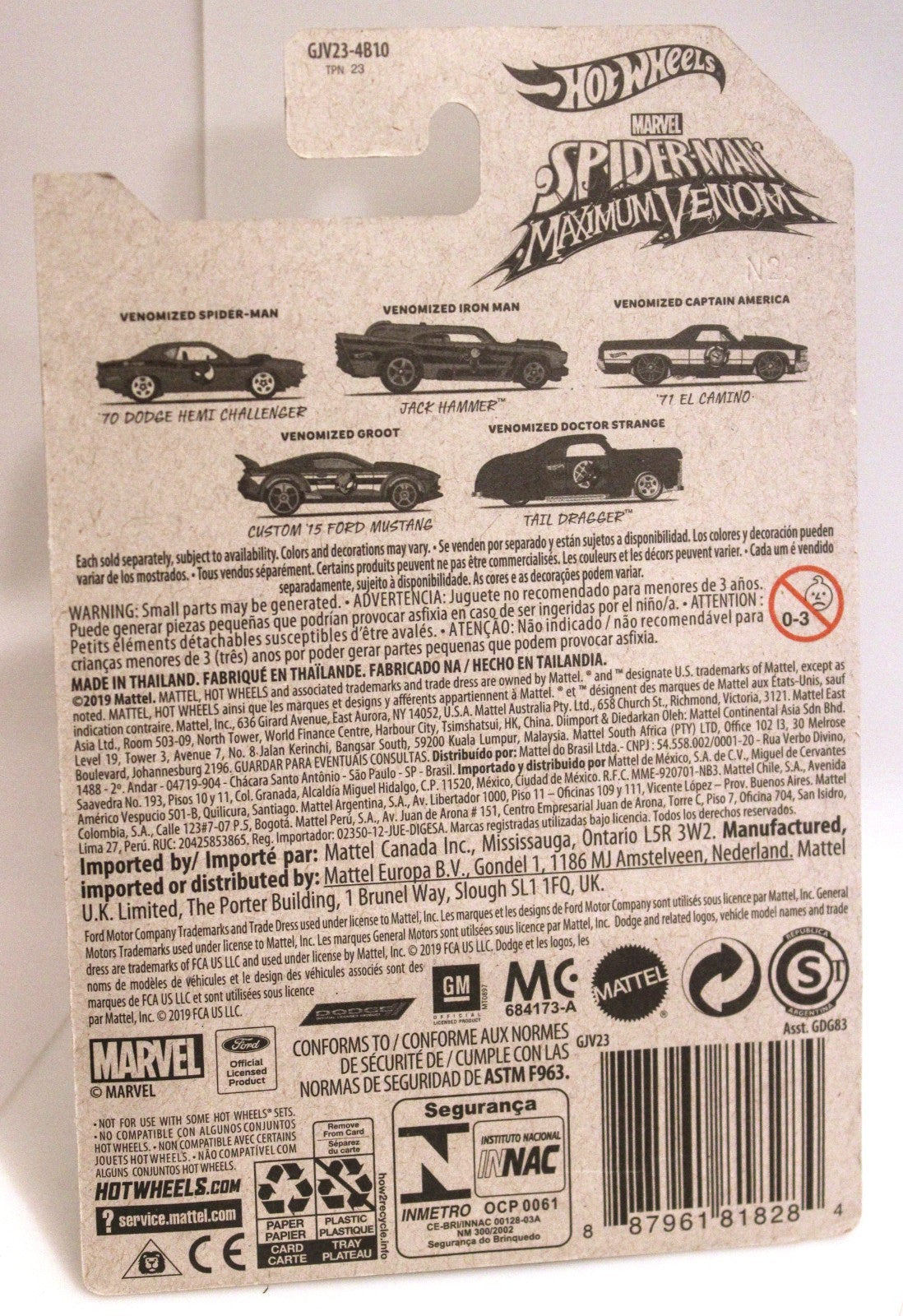 Hot Wheels SpiderMan Maximum Venom 3/5 Captain America 4/5 Groot  5/5 Dr Strange