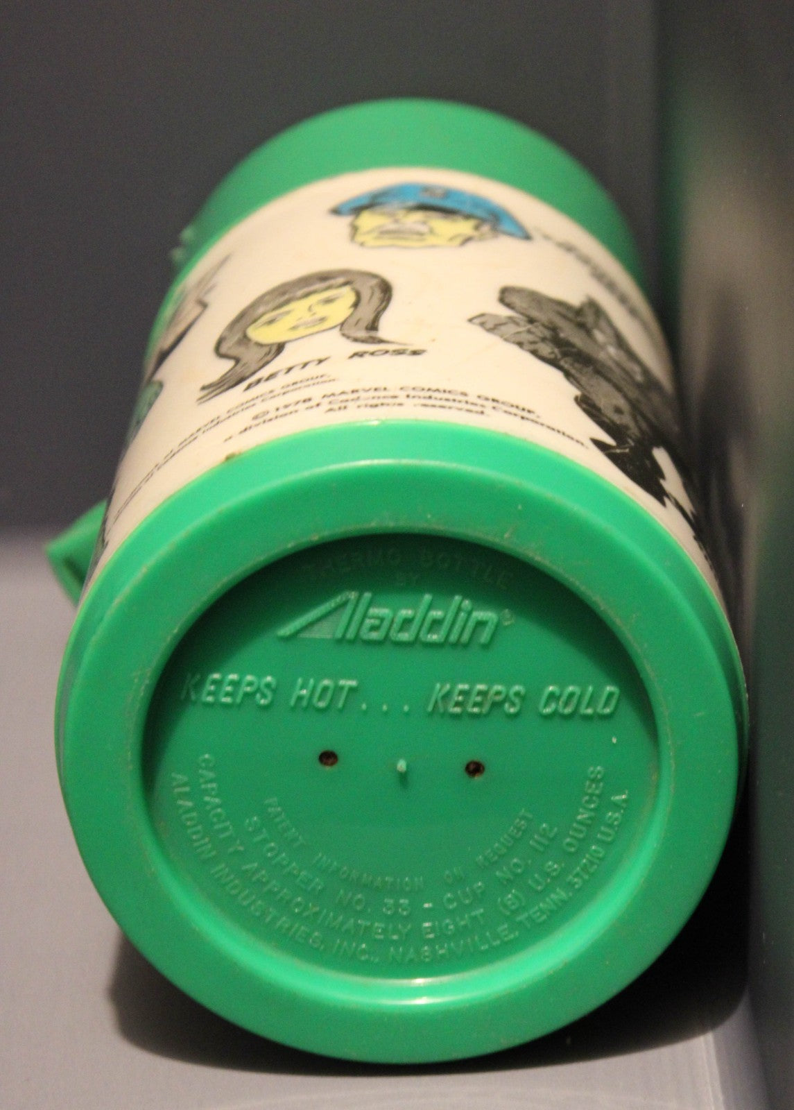 Vintage 1978 Marvel Comics The Incredible Hulk Aladdin Plastic Thermos With Cup