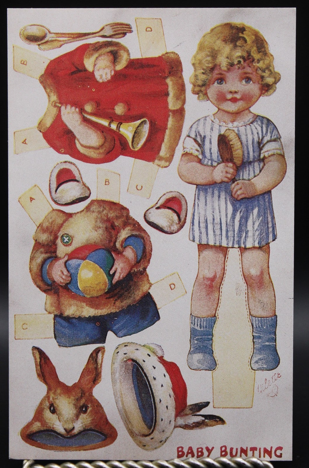 Nursery Rhymes Dressing Dolls Cut Out Postcard Set of 6 Paperdoll Oilette Repro