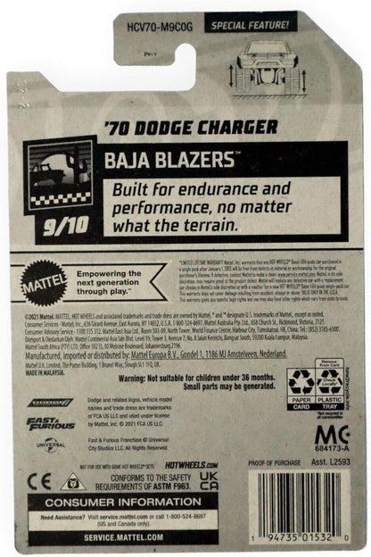 Hot Wheels Fast & Furious Black '70 Dodge Charger 9/10 Baja Blazers 129/250