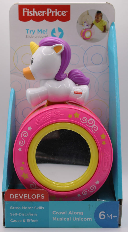 Fisher Price Crawl Along Musical Unicorn with Mirror Rolling Toy New