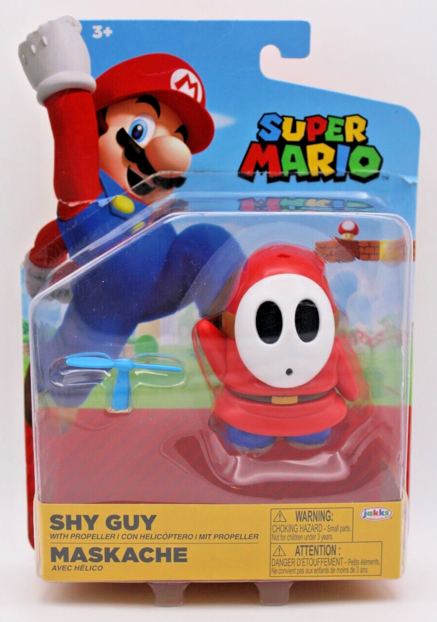 Jakks Pacific Super Mario Shy Guy w/Propeller 4" Action Figure - Crease on Card