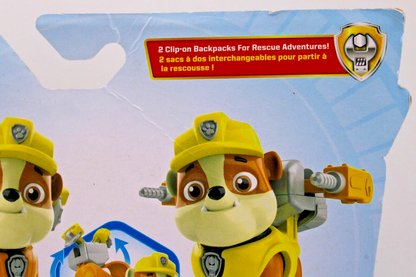 PAW Patrol Rubble Nickelodeon Action Pack Figure with 2 Clip On Backpacks NEW