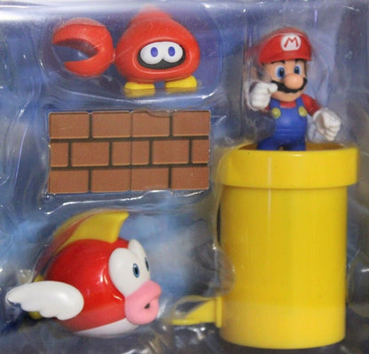 Nintendo Super Mario Sparkling Water Diorama Set Huckit Crab Cheep Fish Jakks 