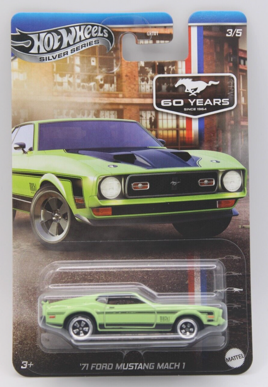 Hot Wheels '71 Ford Mustang Mach 1 Mustang 60 Years Silver Series 3/5