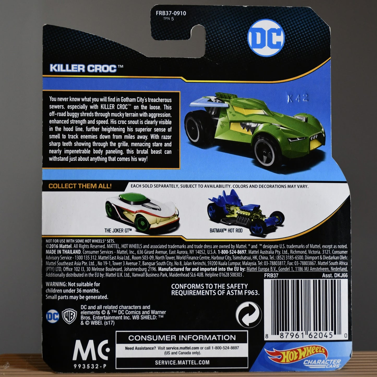 3 Batman Villains Hot Wheels 2016 DC Comics - Mr. Freeze Killer Croc Deadshot