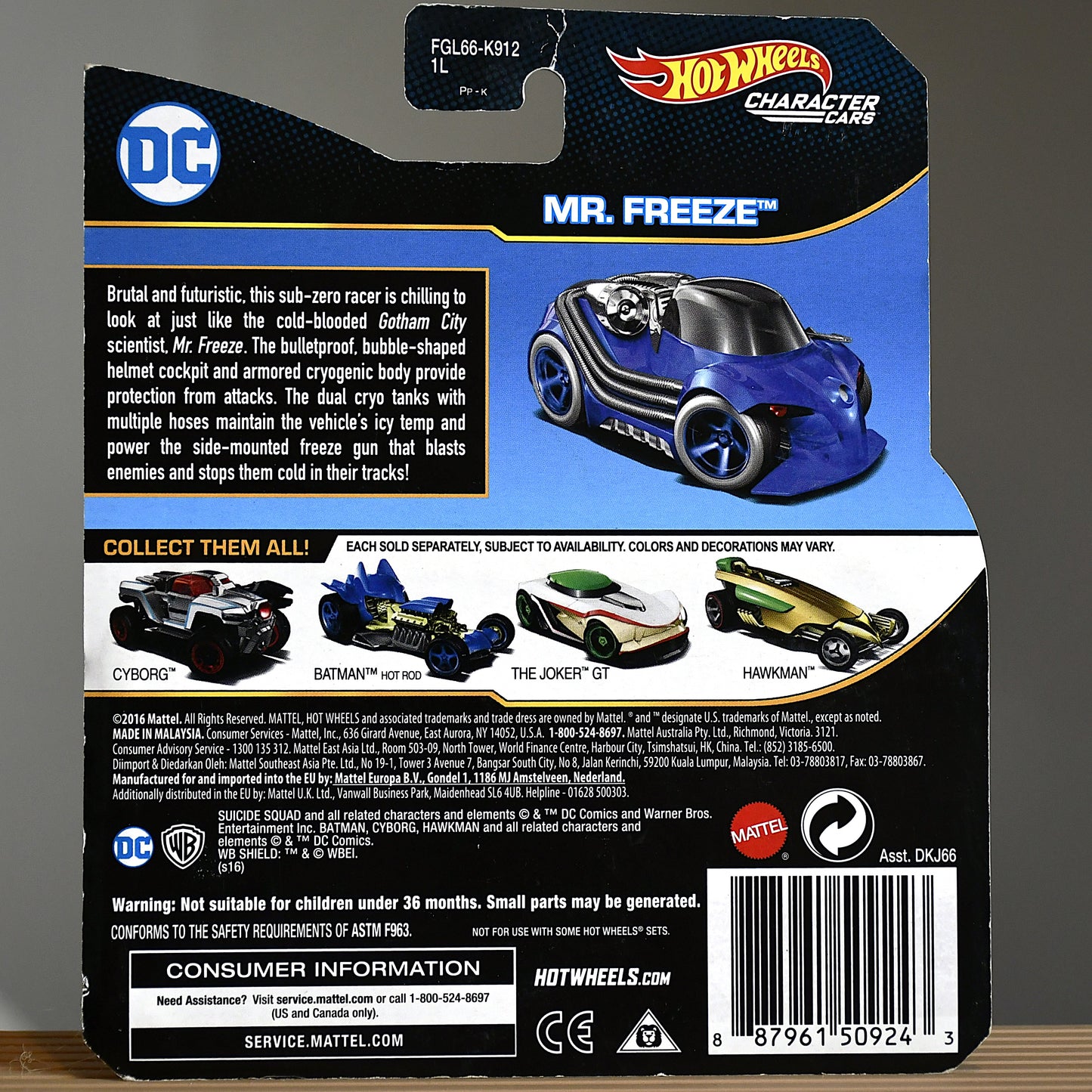 3 Batman Villains Hot Wheels 2016 DC Comics - Mr. Freeze Killer Croc Deadshot