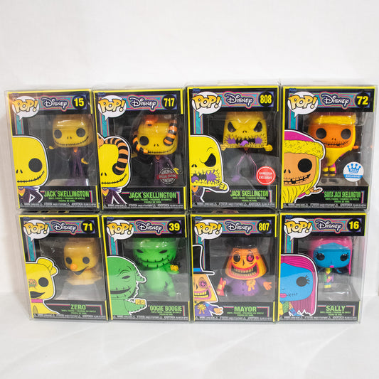 Funko Pop! Nightmare Before Christmas Blacklight Set Of 8 Tim Burton Jack Sally