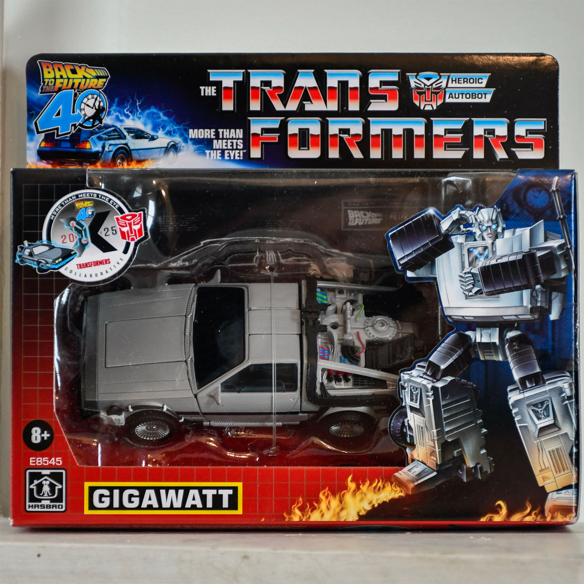 Hasbro Transformers Back to the Future 40th Anniversary Gigawatt Delorean Figure