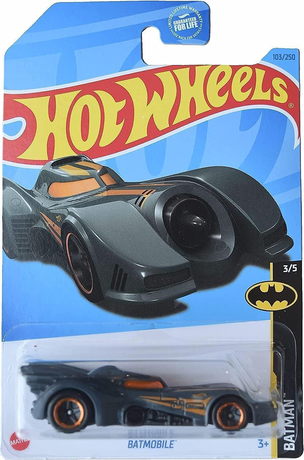 Hot Wheels Batman Series Gray w/ Orange Stripes 1989 Batmobile