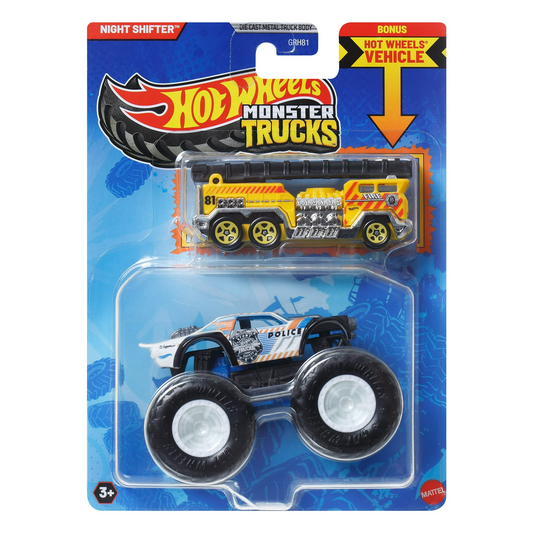 Hot Wheels Monster Trucks Police Night Shifter with Bonus 5 Alarm by Mattel