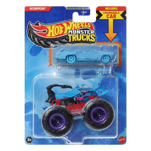 Hot Wheels Monster Trucks Scorpedo With Crushable Car 1:64 Metal Die-Cast 2025