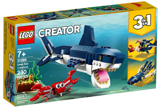 LEGO Creator 3 in 1 Deep Sea Creatures (31088) - Shark & Crab to Squid to Angler Fish
