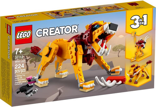 LEGO Creator 3in1 Wild Lion 31112 Building Kit - Lion, Ostrich, Warthog Figures