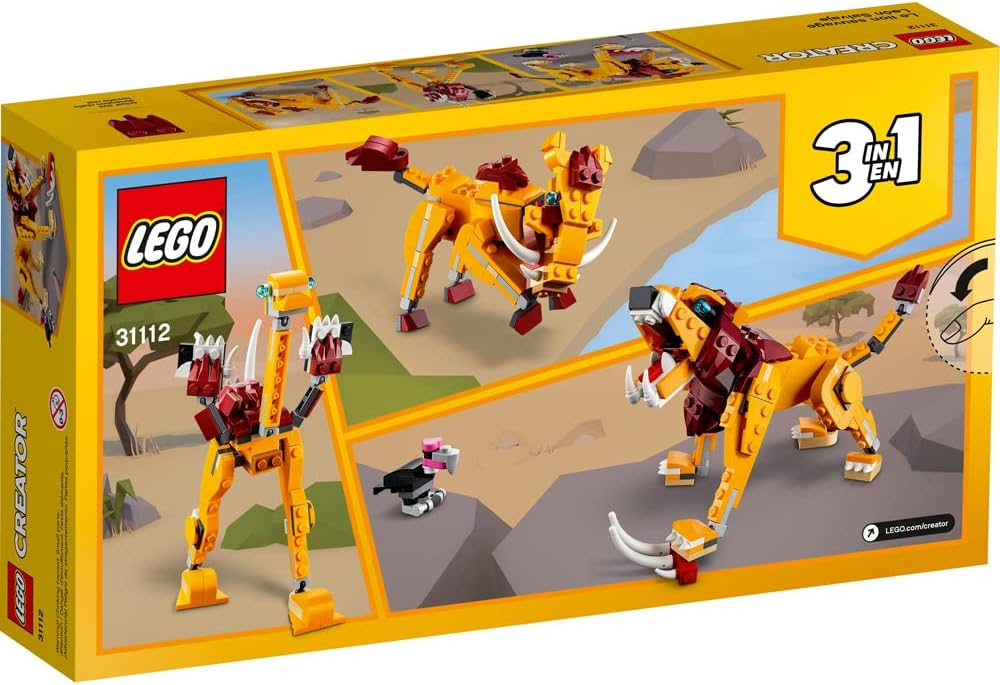 LEGO Creator 3in1 Wild Lion 31112 Building Kit - Lion, Ostrich, Warthog Figures