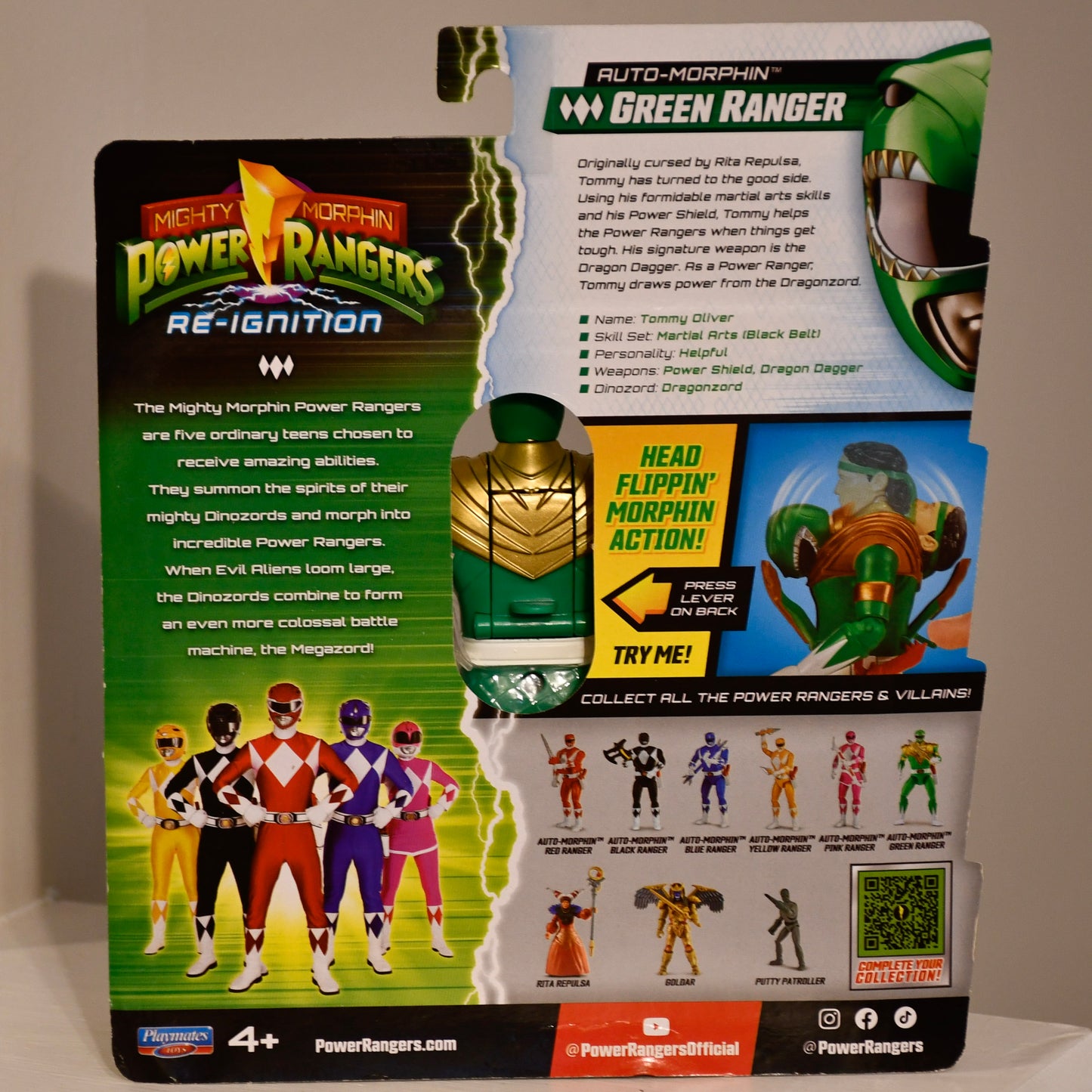 Mighty Morphin Power Rangers Re-Ignition Auto Morphin Tommy Green Ranger Figure