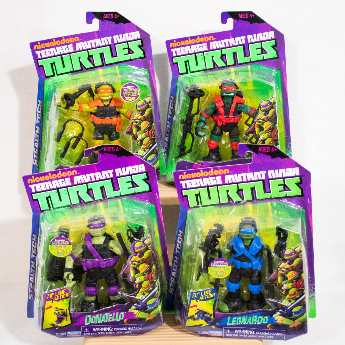 2013 Nickelodeon Teenage Mutant Ninja Turtles Stealth Tech Leo Raph Donnie Mikey Set of 4 Figures