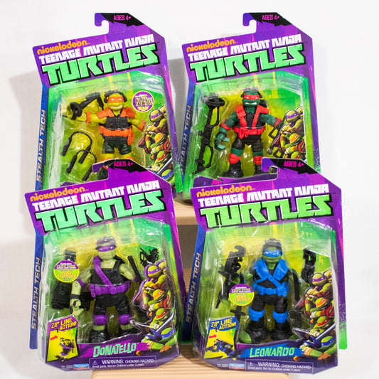 2013 Nickelodeon Teenage Mutant Ninja Turtles Stealth Tech Leo Raph Donnie Mikey Set of 4 Figures