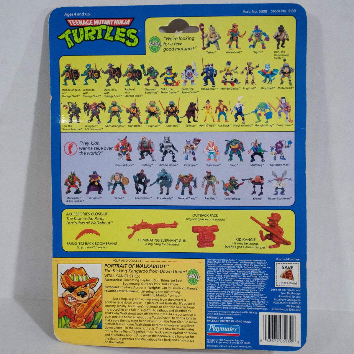 TMNT Teenage Mutant Ninja Turtles Walkabout 1991 Playmates Toys