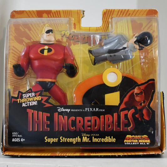 The Incredibles Super Strength Mr. Incredible Action Figure Hasbro 2003 w Poster