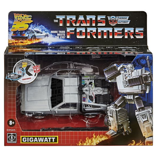 Hasbro Transformers Back to the Future 40th Anniversary Gigawatt Delorean Figure