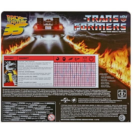 Hasbro Transformers Back to the Future 40th Anniversary Gigawatt Delorean Figure