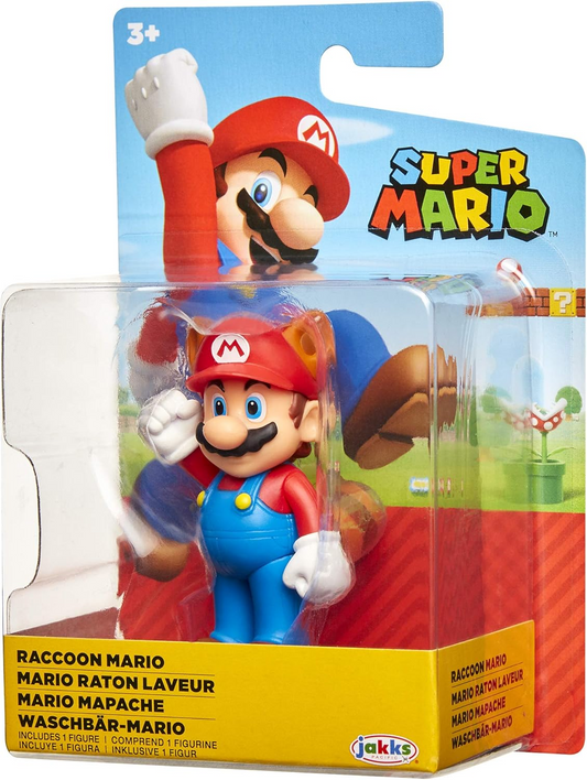 World of Nintendo Super Mario Raccoon Mario 2.5 Inch Figure Card & Bubble Packaging
