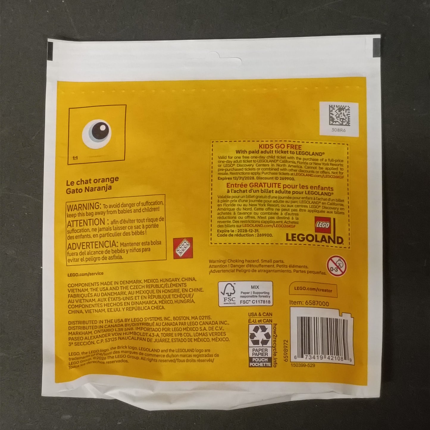LEGO CREATOR 3 in 1 Orange Cat Paperbag Polybag 30714